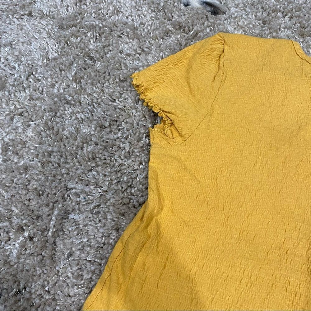 American Eagle yellow textured short sleeve stretch crop top Size M - Picture 4 of 6